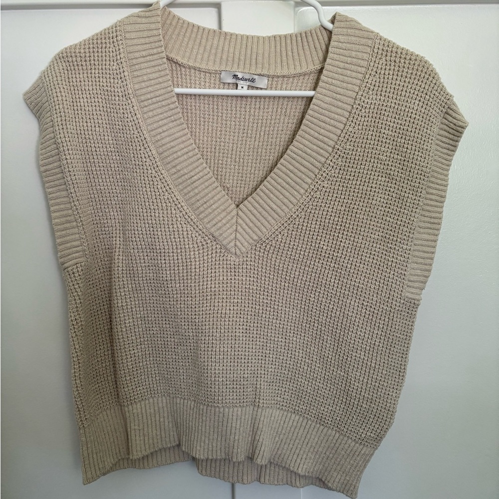 Madewell Cream V-Neck Sweater Vest